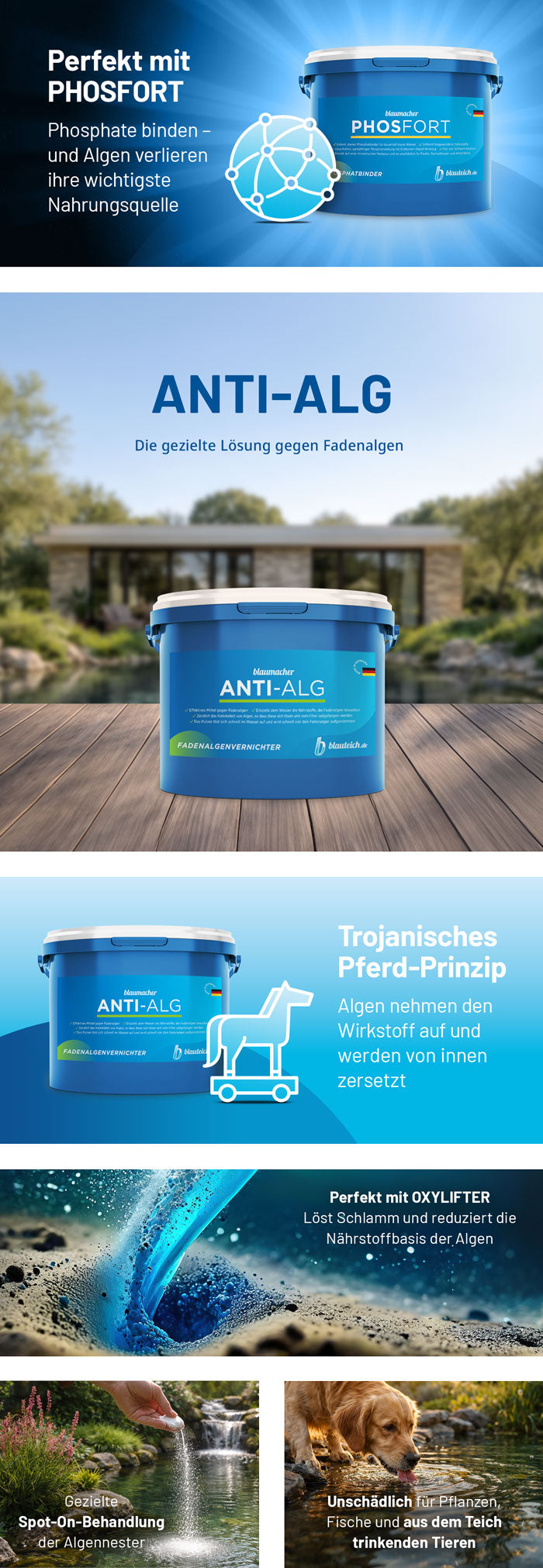 blaumacher ANTI-ALG Fadenalgenvernichter Produktvorteile Mobile