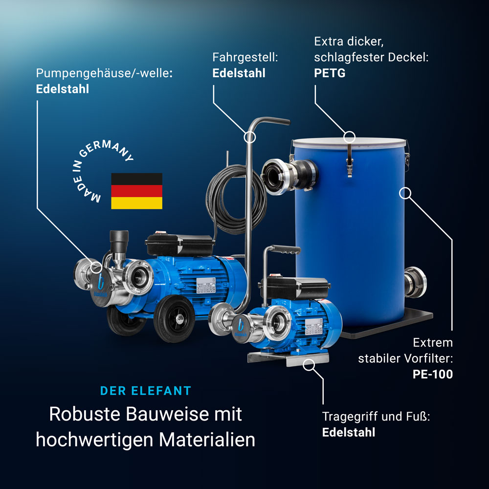 Teichschlammsauger Elefant TS-6000 tragbar Eco Set